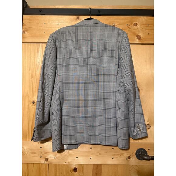 Corneliani Men's Extra Fine Virgin Wool Plaid Striped Grey Jacket Size 42L US - Picture 2 of 14